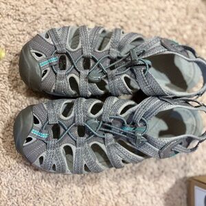 Keen Gray Sandals with Teal Highlights